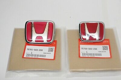 Honda Genuine Civic EK9 Type R Front and Rear Emblems Red Badge Set ★