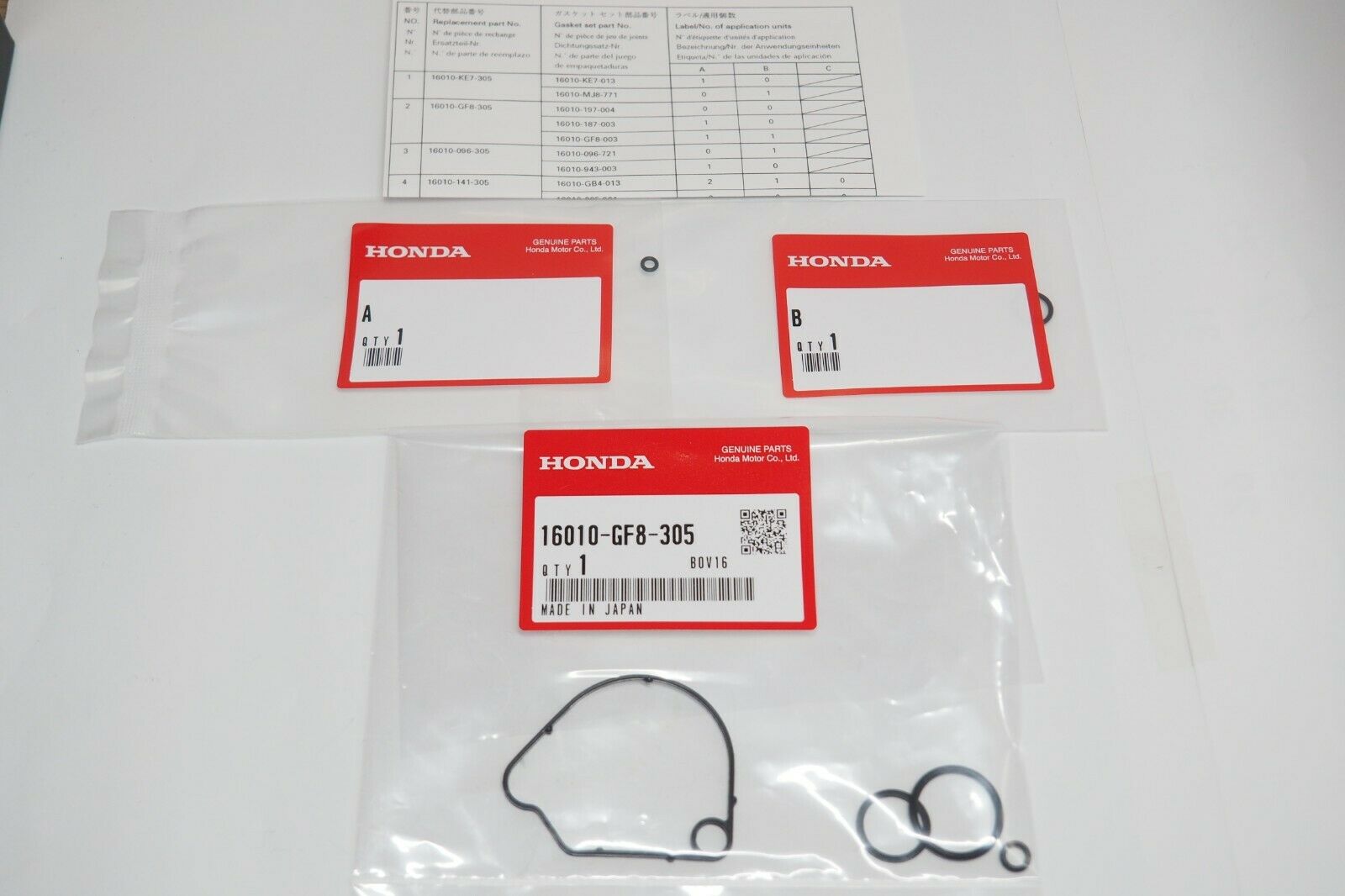 Honda Genuine Carburettor Seal Kit for Honda QR50 QR 50 16010-GF8-305 ★