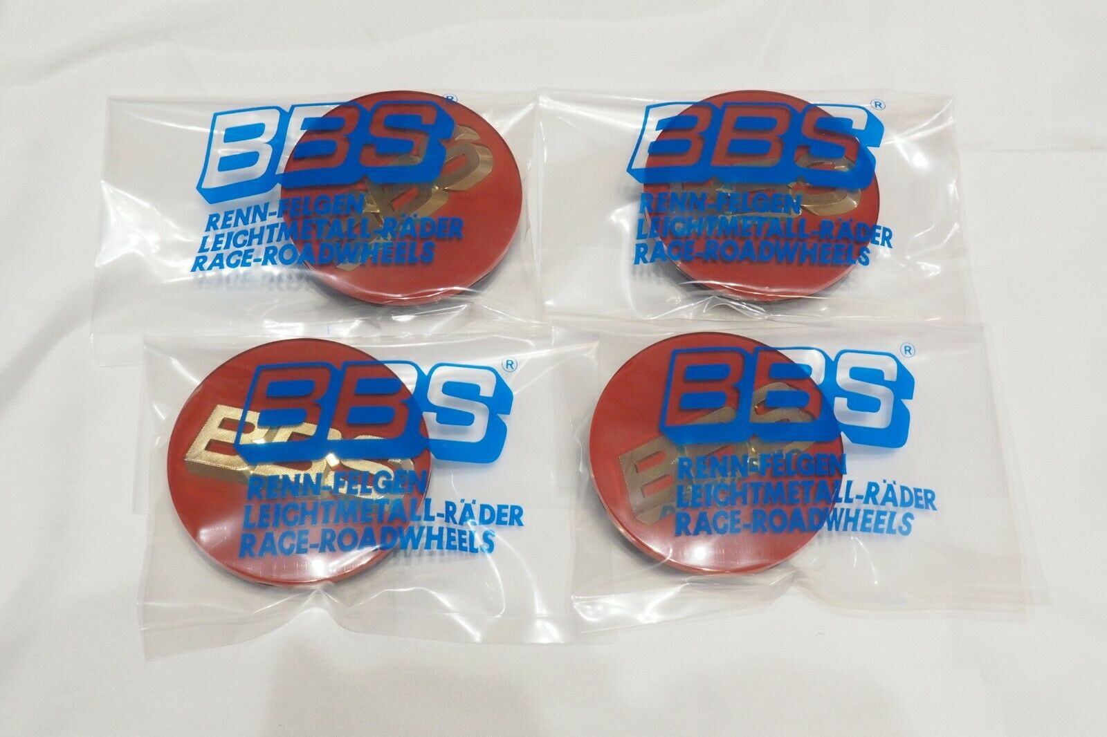 BBS Wheel Center Caps 70mm Genuine Emblem Red Gold 3D Logo 56.24.099 Set 4pcs ★