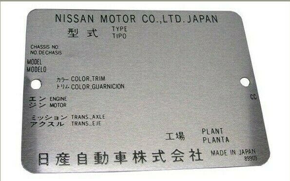 Nissan Datsun Genuine Trim Number ID Plate Caution Plate Model Number Plate New ★