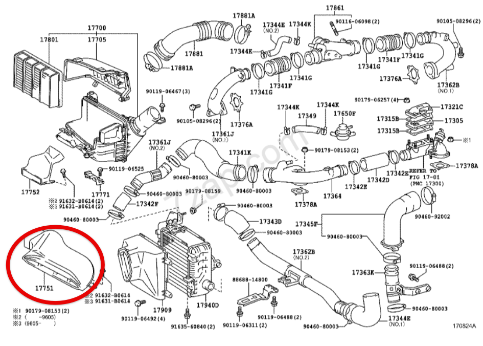 TOYOTA GENUINE 93-02 JZA80 SUPRA MK4 Air Intake Inlet Cleaner Duct