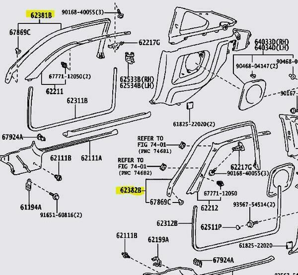 Toyota Supra JZA80 93-98 Genuine Roof Side Rail Weatherstrip Left & Right Set