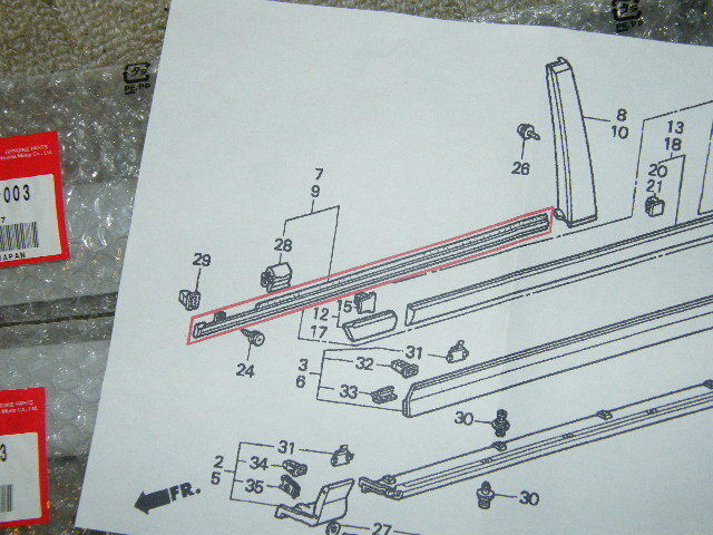 Honda Genuine CRX CR-X 88-91 EF2 EF6 EF7 EF8 Front Door Window Molding Set ★
